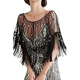 BABEYOND Sequin Beaded Shawl Wrap 1920s Evening Cape Shawl Gatsby for Evening Dresses Wedding Party