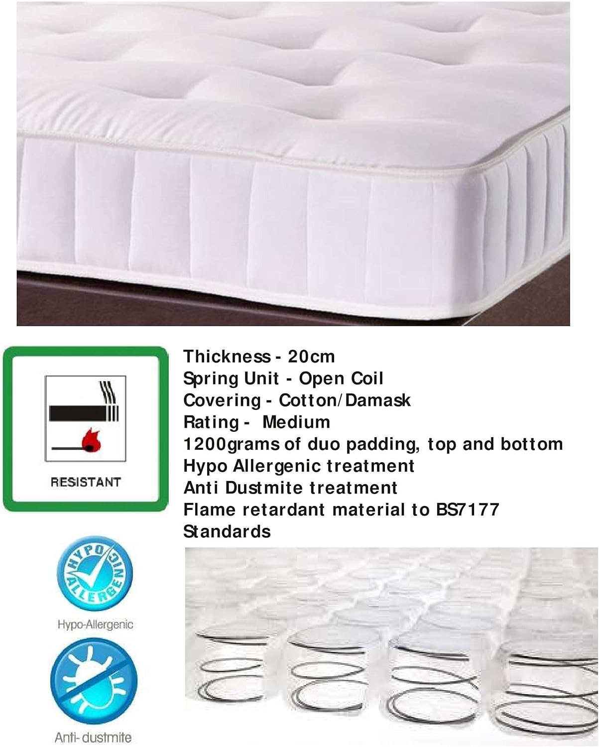 STRICTLY BEDS&BUNKS Thor Pine Single Bed Frame including Sprung Mattress (20 cm), Single 2ft 6 (5ft 9), Natural, Small Single - Image 3