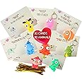 SAMRIKO Premium 32 Piece Valentines Day Card for Kids With Squeezable PopEye Animal Keychain Perfect for Valentine’s Day Gifts for Kids, Class Valentine Gifts, Valentine Gifts for Class, Classroom