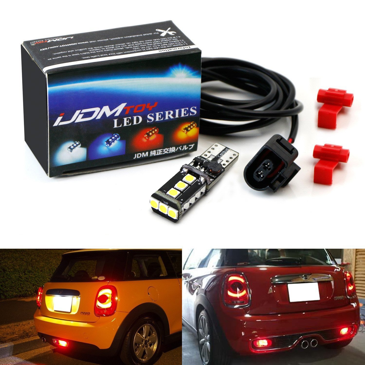 Amazon.com: iJDMTOY (1) 9-SMD 921 W16W LED Replacement Bulb w/Rear Fog Lamp  Enable Adapter/Wiring Harness For MINI Cooper R56 R57 R58 F59 F55 F56 F57:  ...