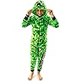 Minecraft Creeper Onesie For Kids | Options Bosy and Grirls TNT Camo and Pixels Sleepsuit with Hood Video Game Loungewear