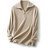 Ciovkis Women's Merino Wool Blend Sweater 2025 Fall Winter Trendy Polo V Neck 1/4 Zipper Long Sleeve Knit Pullover Sweater