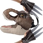 Dinoland T-Rex Mask and Claw Set, Realistic Design with Dino Roars, Adjustable Strap, Non-Toxic Material, Includes 2 Taloned Gloves for Dress Up, Halloween, Pretend Play