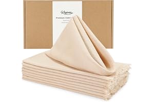 keypan Camel Cloth Napkins Washable, Linen Cotton Table Rustic Fabric Napkins Bulk with Fringe for Thanksgiving Dinner Wedding Fall Decor Party Set of 8 17x17 inch