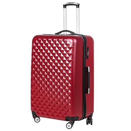 CARRY TRIP ABS + Polycarbonate Hardshell Spinner Suitcase with Built-in TSA Lock (Red, 24 inch)