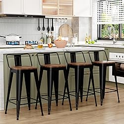 WENTMENT Bar Stools Set of 4 Counter Height Bar