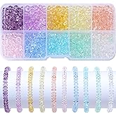 Guoxin 800Pcs Abacus Glass Beads for Woman Bracelet Crystal Glass Charm Rondelle Spacer Beads DIY Craft Jewelry Making 3x6mm (CLR)
