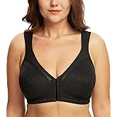 DotVol Women's Full Figure Front Closure Wirefree Jacquard Back Support Posture Bra