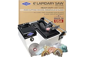 Hi-Tech Diamond - 6" Lapidary Equipment - Lapidary Saw for Cutting Rocks, Glass Cutting, Trimming, Sawing Machine - Rock Cutting Saw, Stone Cutter - Includes TWO 6" Diamond Blades & Vise Attachment