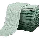 Yoofoss Muslin Burp Cloths for Baby 10 Pack 100% Organic Cotton Baby Washcloths for Boys Girls Large 20''X10'' Super Soft and