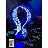 YuanDian RGB Headphone Stand with 1 USB Charging Port and 1 Type-C Charging Ports, Desk Gaming Headset Holder with 16 Changing Colors by Remote, Gift for Gamers Men and Music Lovers