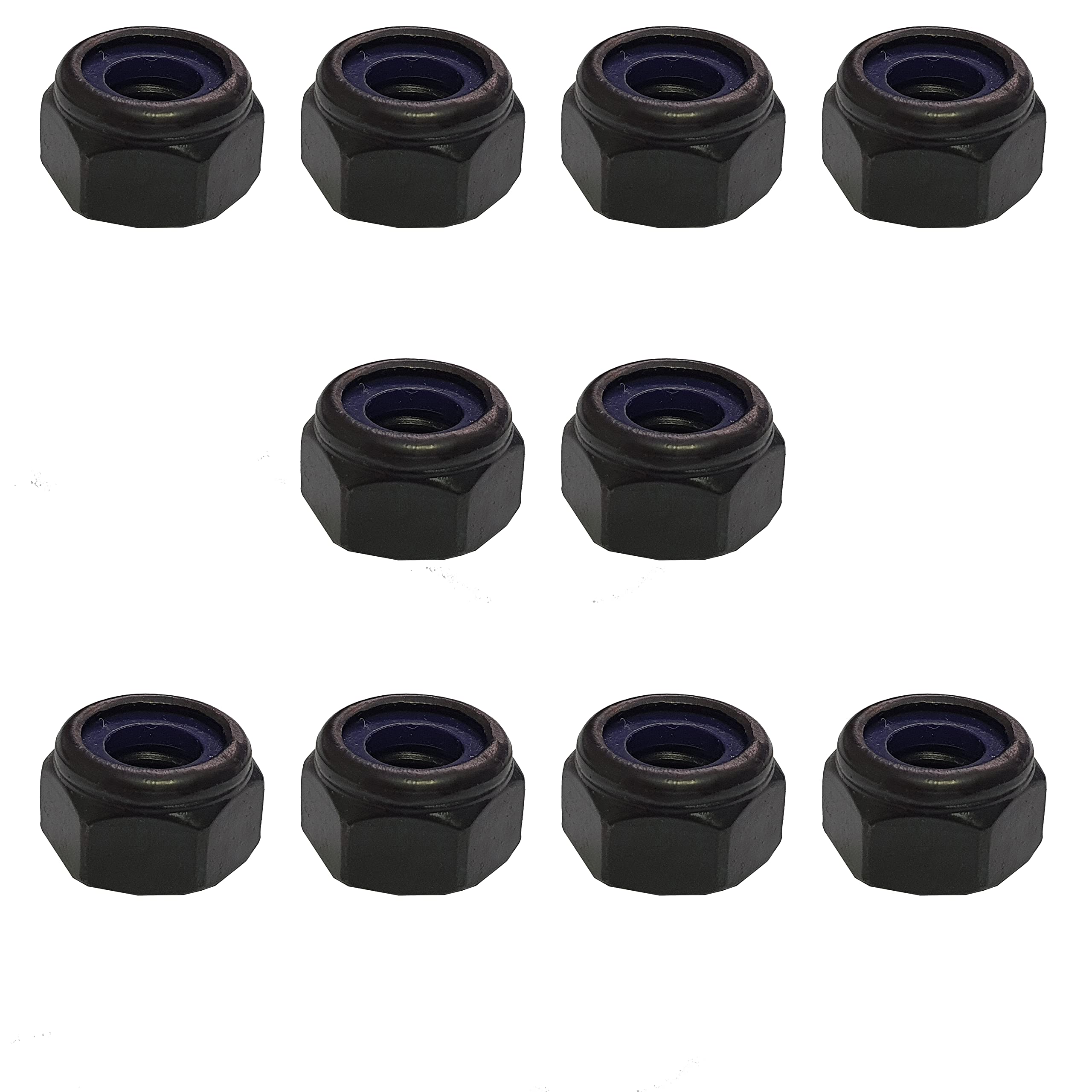 Black Stainless Steel Lock Insert Nuts DIN982 Blackened Finish Nut Fasteners and Fixings (Pack of 10) (M8 / 8mm)