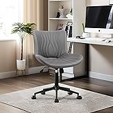 VATROS Office Chair, Armless Desk Chair with Wheels, Ergonomic Comfy Home Office Computer Task Chairs, Faux Leather Padded Cute Vanity Chair, Adjustable Height Swivel Chair with Back,Gray