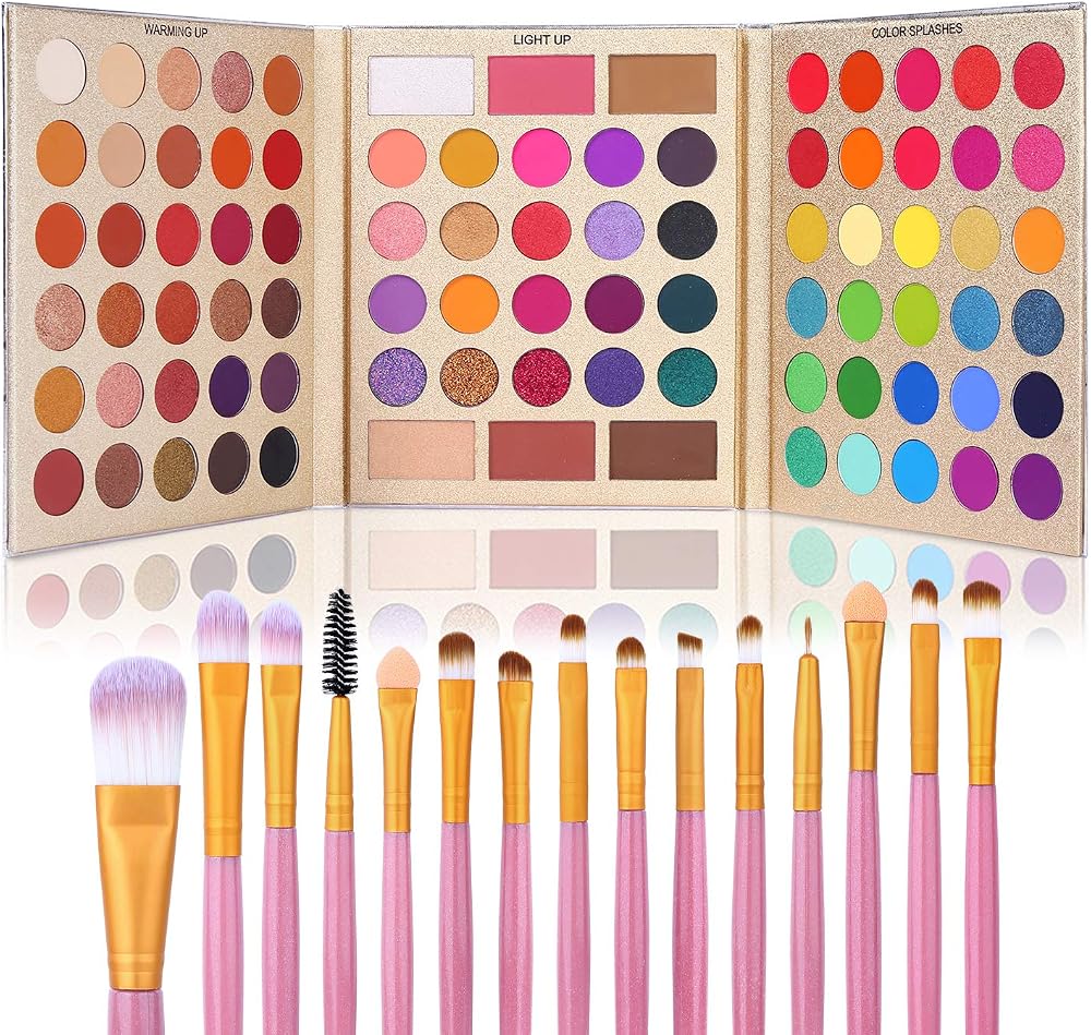 UCANBE 86 Color Eyeshadow Palette & 15pc Brush Set Matte Glitter Pigmented