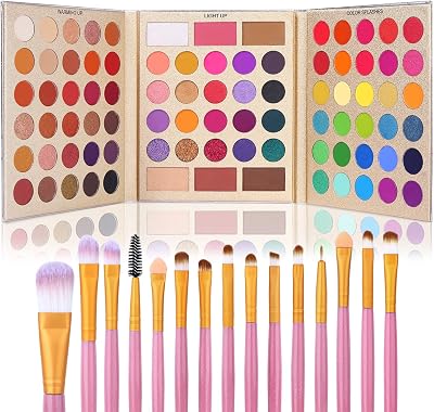 UCANBE 86 Color Eyeshadow Palette & 15pc Brush Set Matte Glitter Pigmented