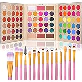 UCANBE Professional 86 Colors Eyeshadow Palette with 15pcs Makeup Brushes Set Matte Glitter Long Lasting Highly Pigmented Waterproof Contour Blush Powder Highlighter All in One