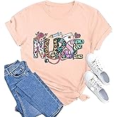 Nurse Shirts for Women Funny Nurse Day Tee Inspirational Letter Print Casual Short Sleeve Nurse Life Top