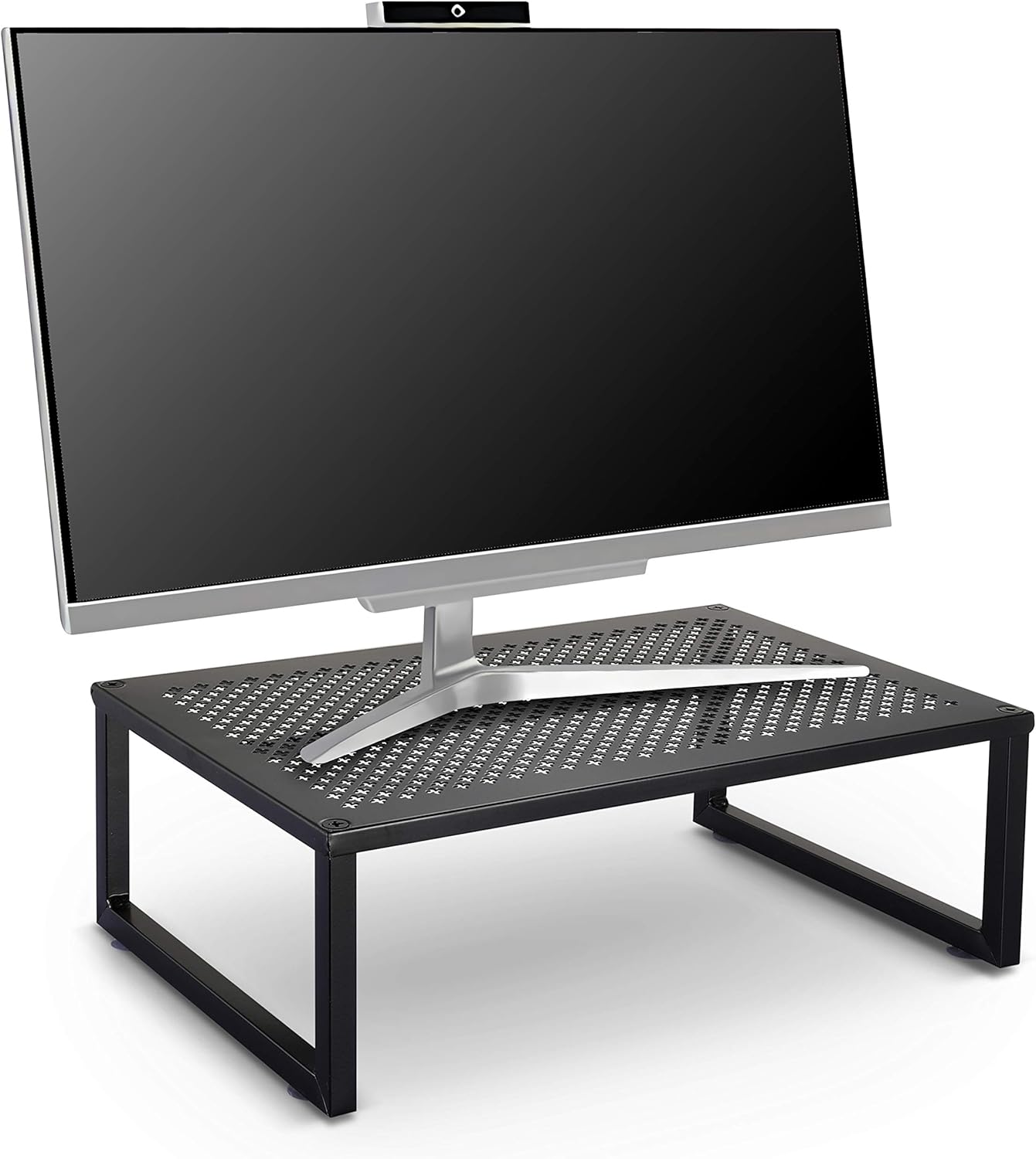 Simple Trending Monitor Stand Riser, Metal Desk Organizer Stand with Anti-Slip Suction Cup for Laptop, Computer, iMac, Pc, Printer, Black : Office Products