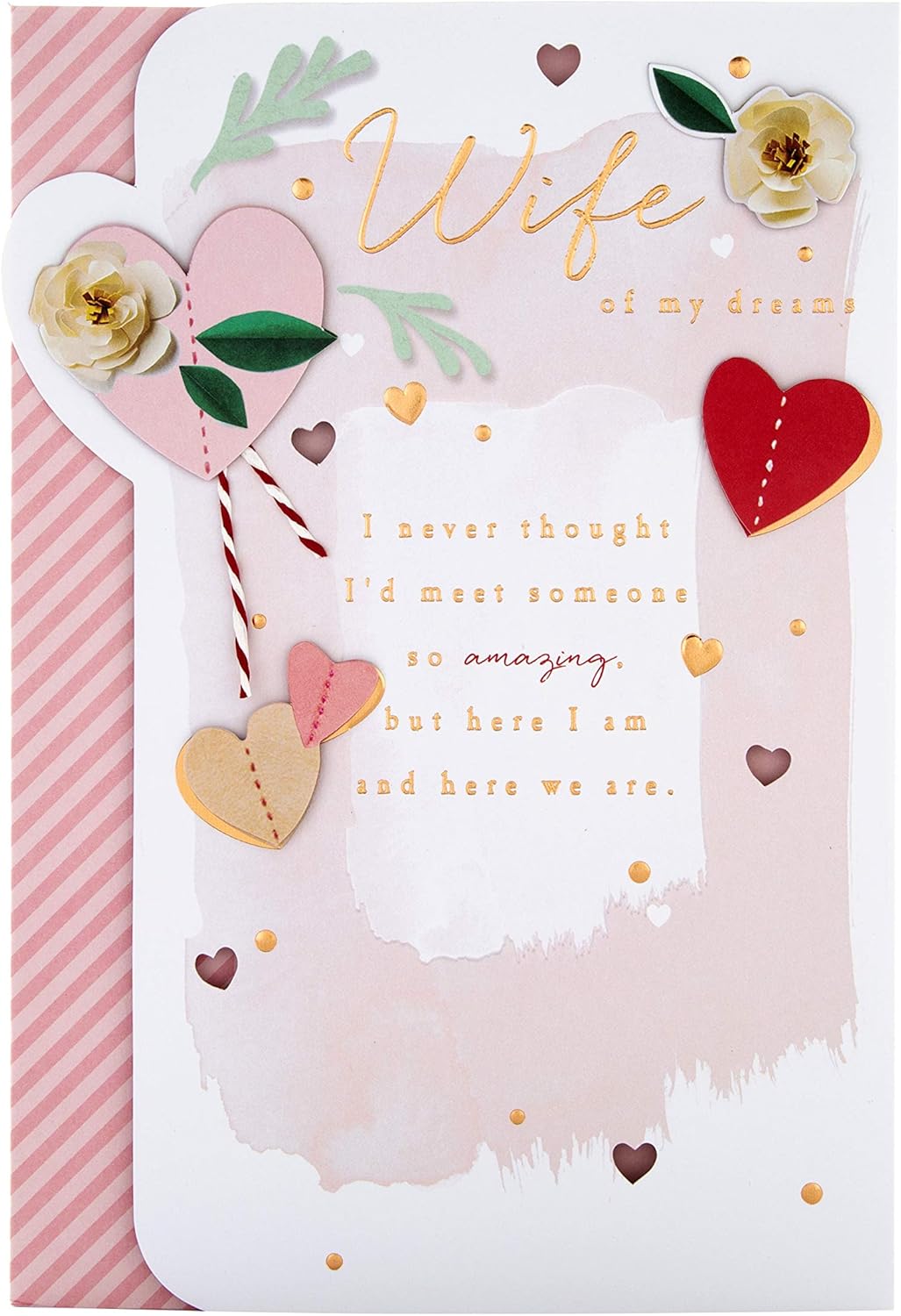 Valentine Card for Wife from Hallmark - Collage Effect Design, Rose Gold, 26cm x 18cm - Image 3