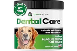 PLANOPAWS Dog Teeth Cleaning Powder - Dog Plaque and Tartar Remover - Dental Powder for Dogs Teeth with Bactase PET - Dog Breath Freshener to Help Overall Dog Dental Care - Ideal for Mouth, Teeth and Gum Health