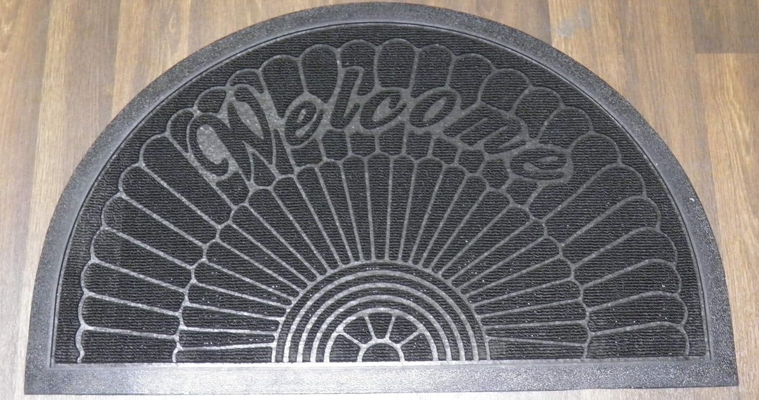Heavy Half Moon Tough Hard Wearing Rubber Edged Door Mats 45cm