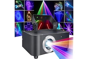 ZIMSCALLYDINE DJ Laser Lights for Party Disco 3D Animation RGB Full Color Stage Laser Show, DMX512 Voice Remote Control Beam Effect Projector, for Bar Wedding Party Festival Stage