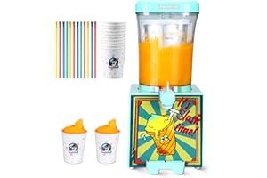 Party Ice Slushie Machine for Home with 10 Cups & Spoon Straws, Turn Any Sugary Drinks into Slushie, Countertop Slushie Maker Frozen Drink Machine for Kitchen, Aqua