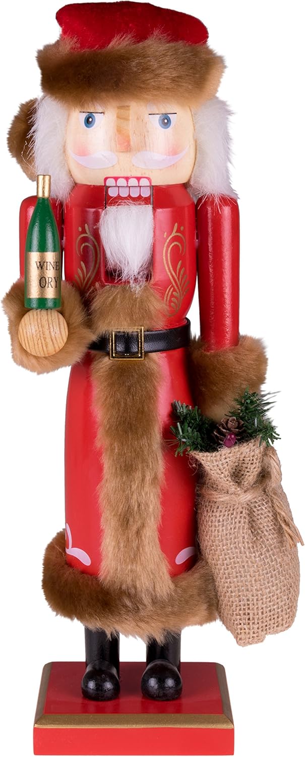 Nutcrackers - Clever Creations Red Vintage Santa 14 Inch Traditional Wooden Nutcracker, Festive Christmas Décor for Shelves and Tables