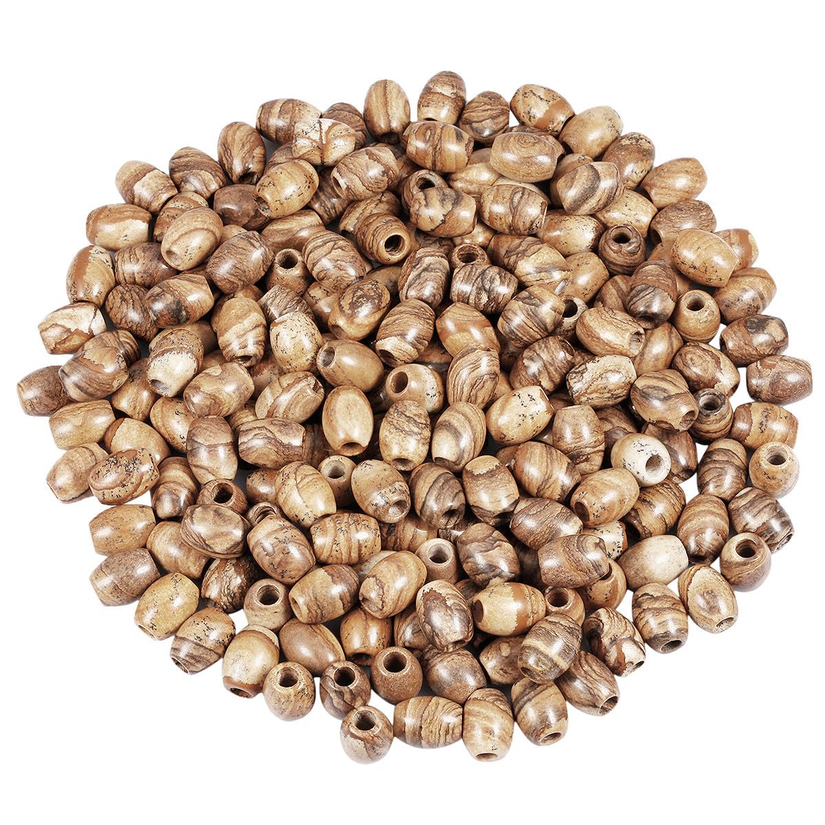 mookaitedecor 30pcs 16mm Natural Barrel Picture Jasper Large Hole Gemstone Beads for Jewellery Making, Oval Loose Healing Crystal Stone Beads for Crafting European Bracelet Macrame DIY Projects