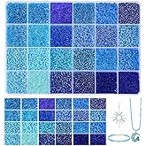 PH PandaHall 24000pcs Glass Seed Beads 2mm 12/0 Mini Blue Friendship Waist Bead 24 Colors Ocean Sea Small Tiny Spacer Beads for Bracelet Making Summer Seaside Beading Weaving