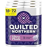 Quilted Northern Ultra Plush Toilet Paper, 18 Mega Rolls = 72 Regular Rolls, 3X Thicker*, 3 Ply Soft Toilet Tissue