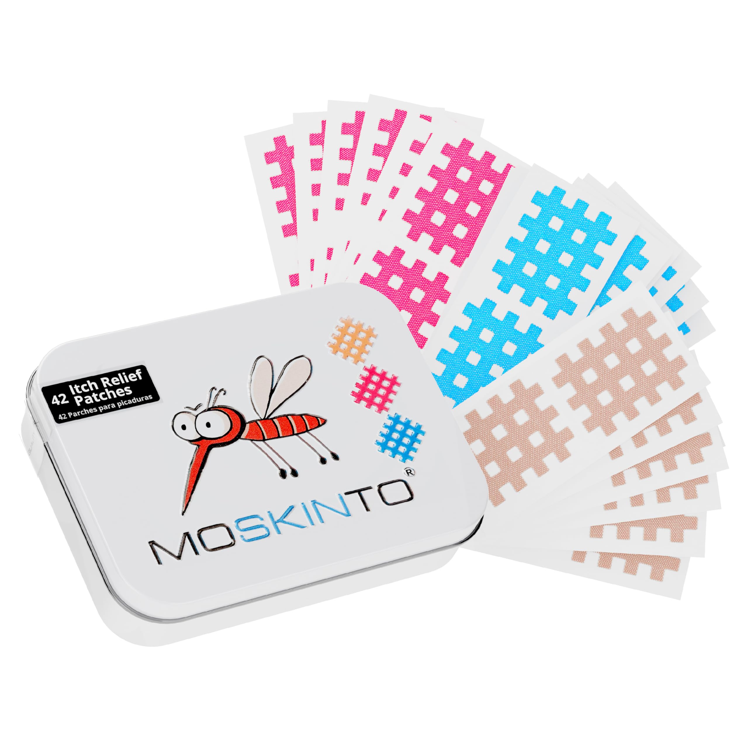 Moskinto Patch, Instant Itch Relief from Mosquito Bites, Ticks, sandflies, Midges. Reduces Swelling and is Child Friendly. Chemical Free. 42 Patch Family Pack.