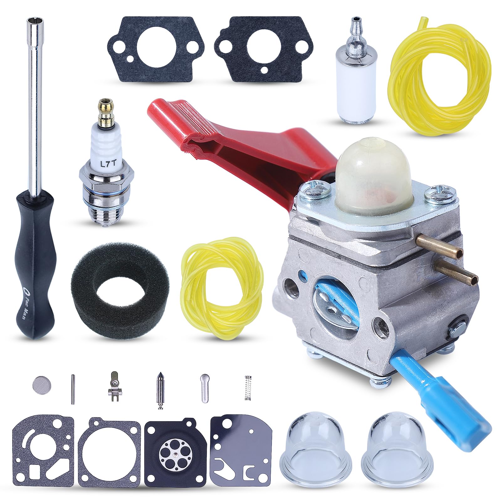 C1U-W12A Carburetor for Poulan FL1500 FL1500LE 952711486 Craftsman with Adjusting Tool Air Fuel Filter Line Tune Up Kit Gas Leaf Blower 530071629 C1U-W12B