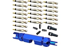 VOTNMIC Presta Valve Core with Valve Core Remover Tool and Valve Caps Kit,Replacement Brass Tubeless Core for Tubeless Road MTB Bike, Stan's, Vittoria, Continental, Kenda and More