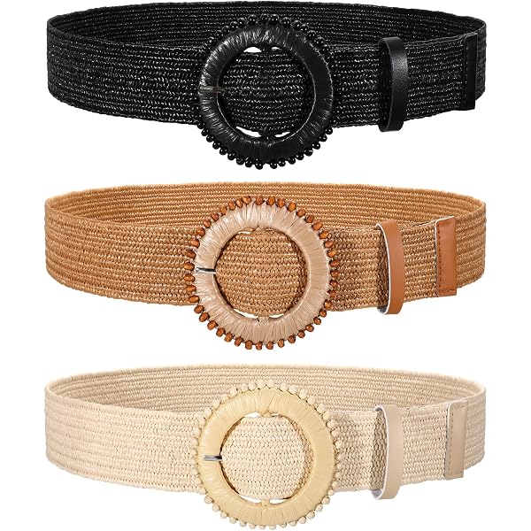 Kajeer Women Belt Elastic Waist, 2 Pcs Women Straw Belt  display picture 1