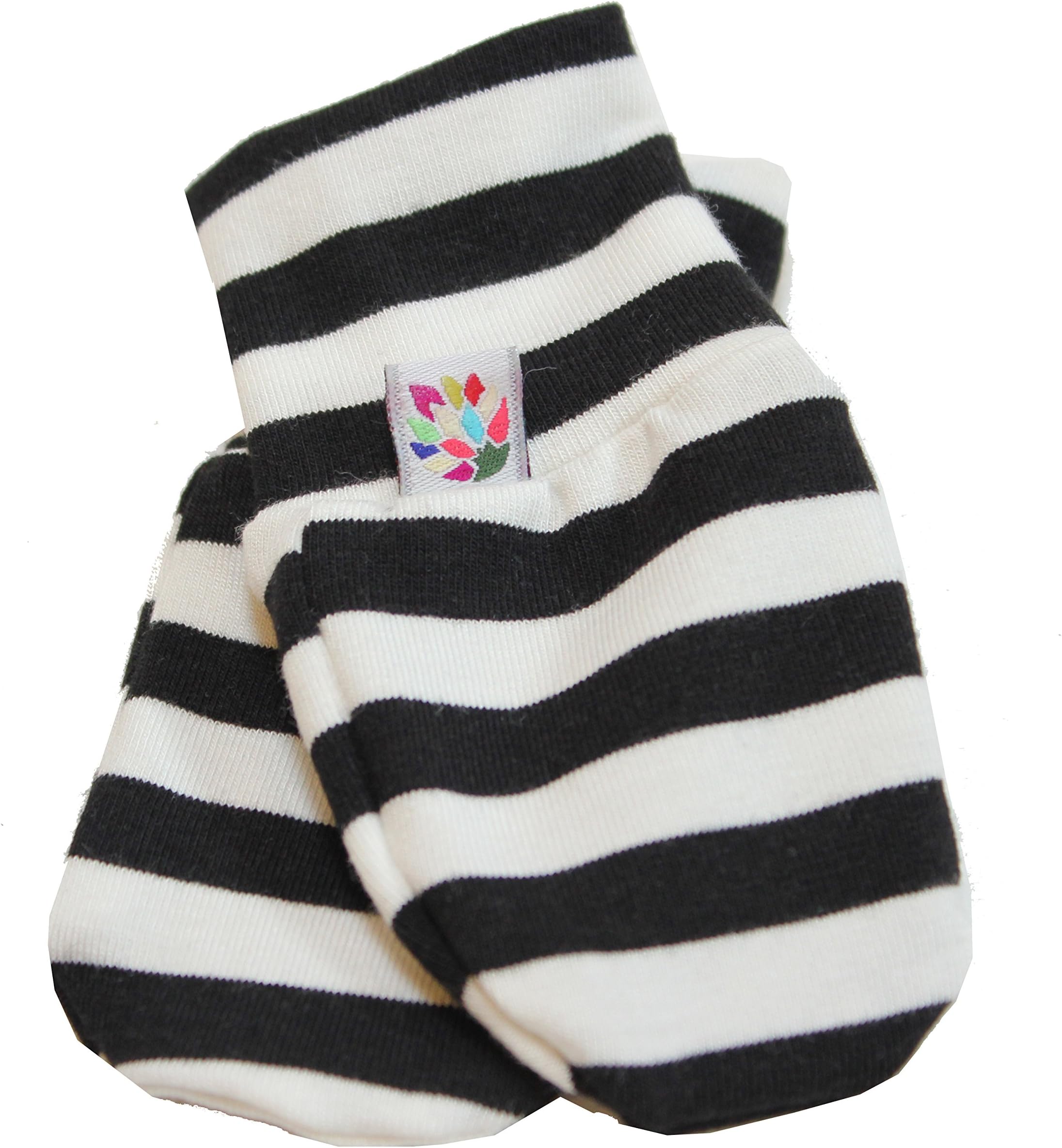 Black and White Stripe Scratch Mittens