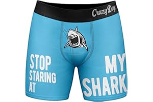 Crazy Dog Tshirts Mens Stop Staring at My Shark Boxers Funny Sarcastic Sexual Joke Novelty Underwear for Guys