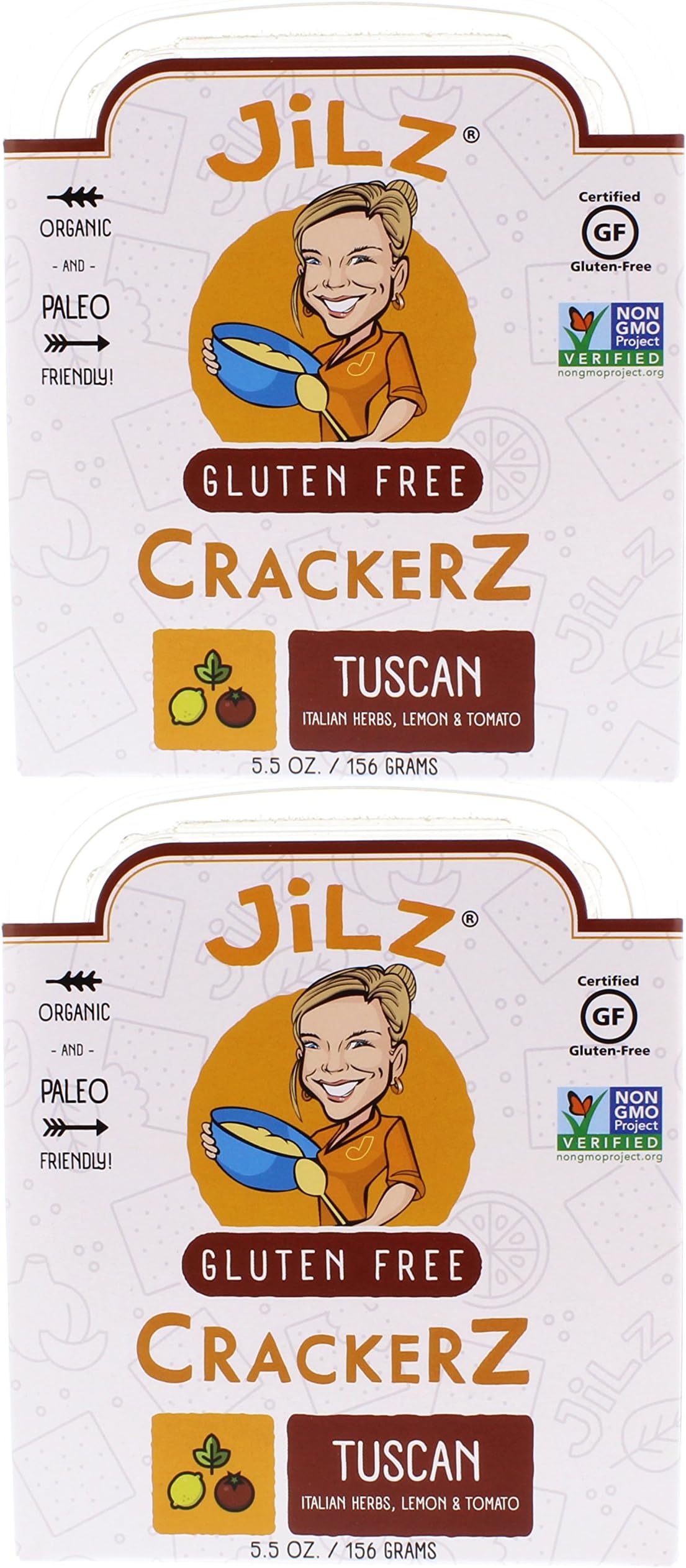 Jilz Gluten Free - Tuscan Gluten Free & Organic Crackerz, 2 Pack (Lemon & Herbs, 5.5 oz)