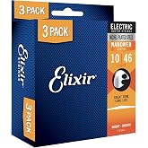 Elixir Strings - Nickel Plated Steel Electric Guitar Strings with NANOWEB Coating - Elixir Electric Guitar Strings - 3 Pack, Light 10-46