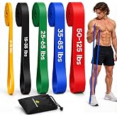 Pull Up Resistance Bands Set of 5, Heavy Duty Natural Latex Bands | 8-125 lbs resistance range Pull-up assistance Strength training Physical therapy exercises