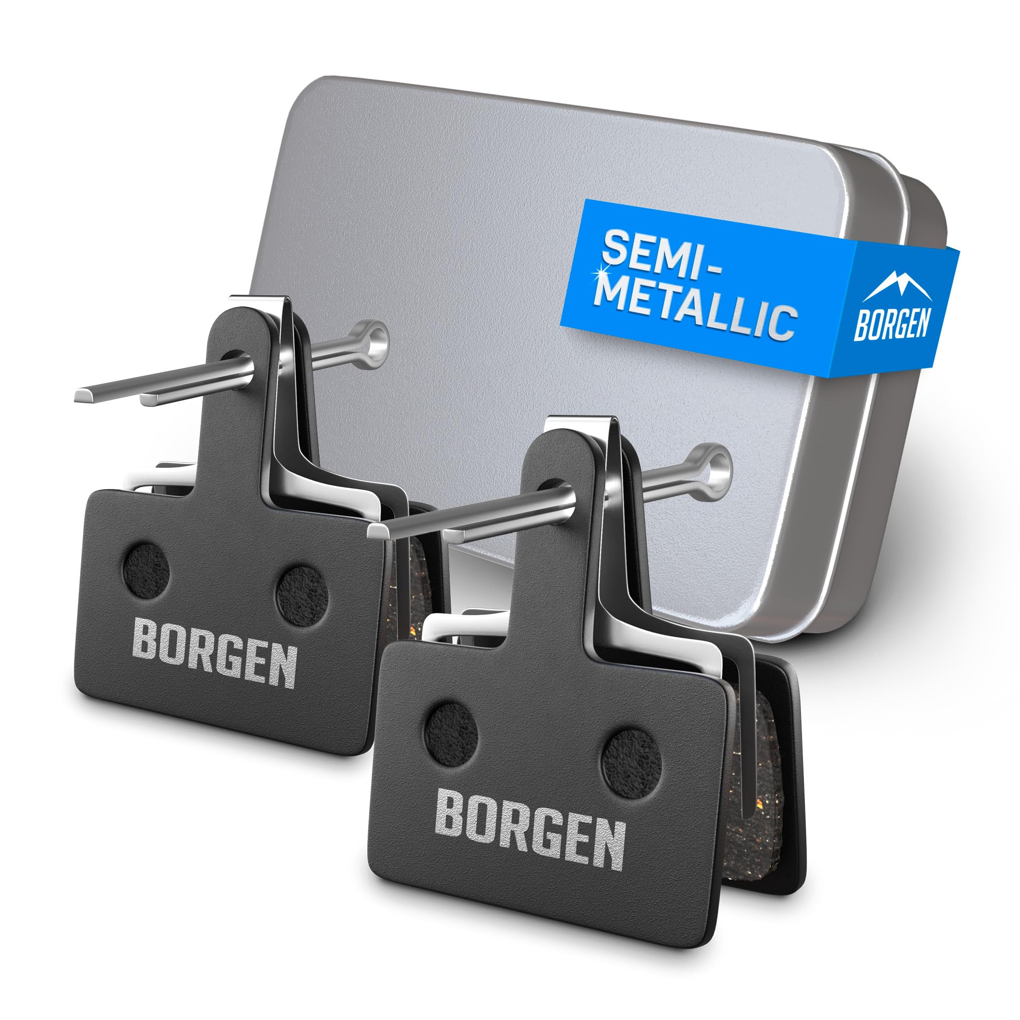 Borgen 2 Pairs of Bicycle Disc Brake Pads - Suitable for Deore, Altus, Alivio, Acera, BR-M-models - Semi-Metallic Compatible with Shimano B01S Brake Pads