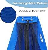 WANDF Swim Bag Mesh Drawstring Backpack Navy Blue for Beach Gym Swimming view 5