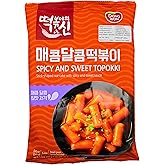 Dongwon Spicy and Sweet Topokki (Tteokbokki) Kit — Korean Stick-Shaped Rice Cake with Spicy and Sweet Sauce, 240 g