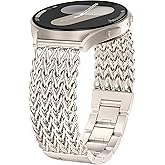 Minyee Compatible with Samsung Galaxy Watch 7 6 5 4 FE 40mm 44mm/Watch 6 Classic 43mm 47mm/Watch 5 Pro 45mm Bands Women, 20mm Dressy Stainless Steel Metal Gold Chain Strap Mermaid Designer Wristband