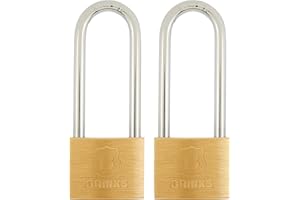 BRINKS - 40mm Solid Brass Keyed Padlock with 2.5” Shackle Clearance, 2-Pack - Chrome Plated with Hardened Steel Shackle, (171-42201)