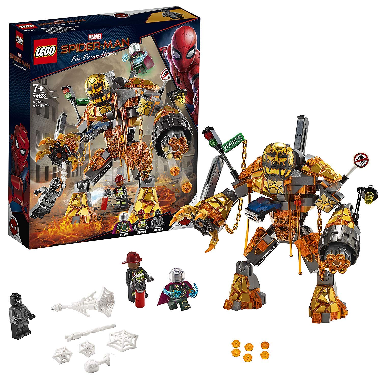 LEGO 76128 Marvel Spider-Man Molten Man Battle with a Buildable Figure and Mysterio Minifigure, Spiderman: Far From Home Movie
