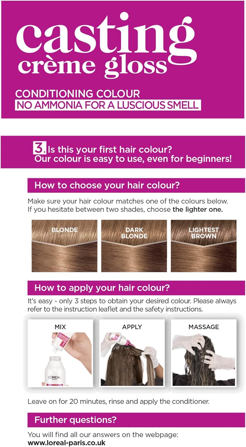 L'Oréal Paris Casting Crème Gloss Semi-Permanent Hair Dye, Ammonia-Free Formula & Honey-Infused Conditioner, Glossy Finish - Image 4