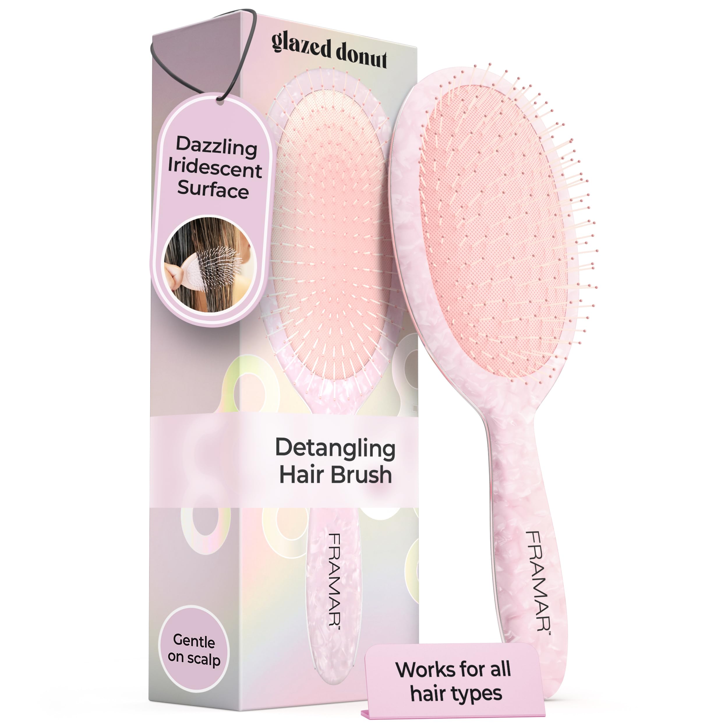 FRAMAR Wet Hair Brush Detangler – Iridescent Brush for Curly & Tangle-Free Detangle Hair Brush For Curly Hair