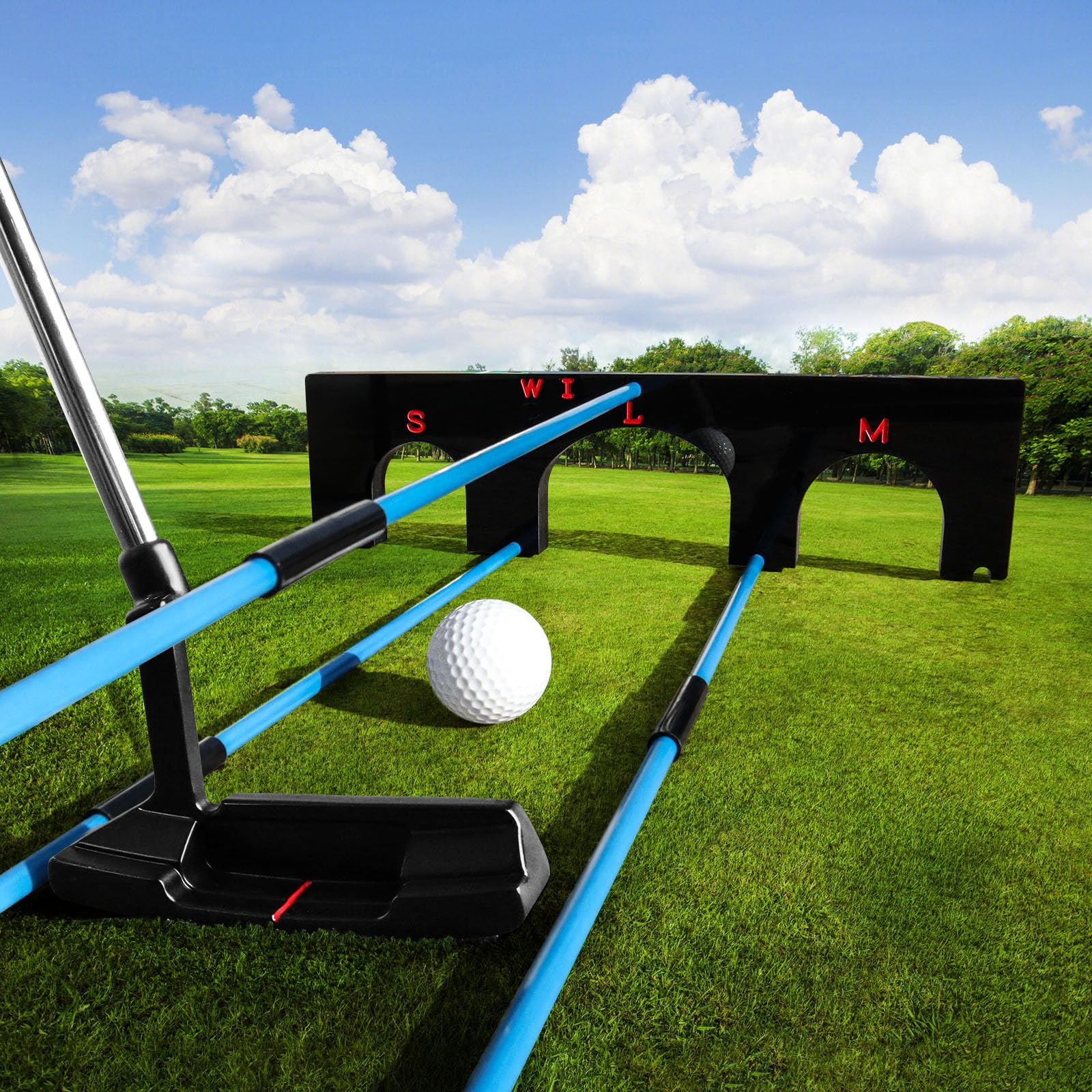 AXKAL Upgrade Golf Training Aid Tool with 6 Pcs Golf Alignment Stick Cover Rods, Golf Swing Aiming Putting Practice Trainer Aid Equipment Sports Outdoor (Dark)