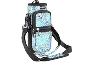 AUPET Water Bottle Sling Bag Sleeve Holder Carrier 25/32/40/64 oz,Insulated Crossbody Water Bottle Case Cover with Strap and Pockets for Men/Women Walking Hiking Camping